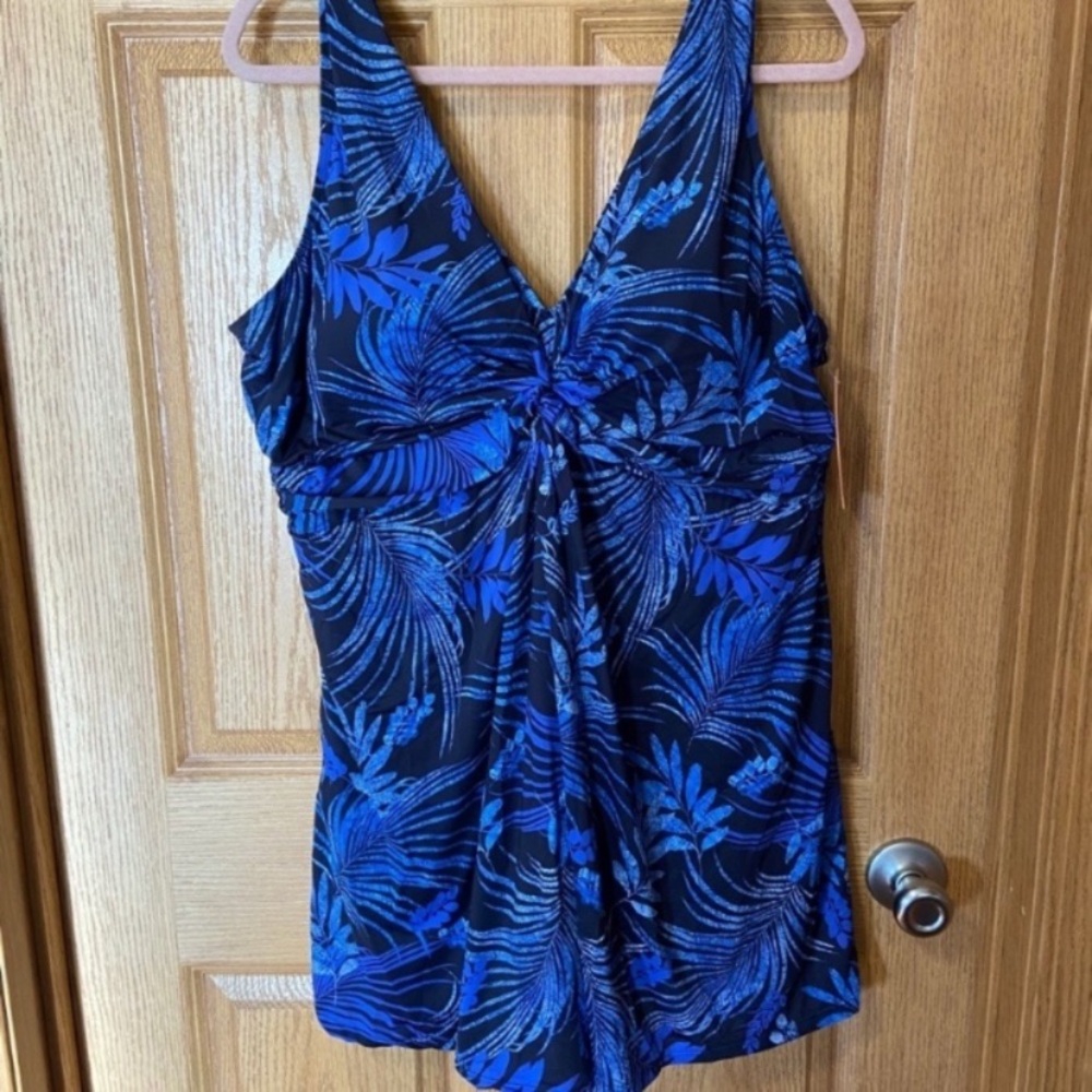 Twist Vneck One Piece Swimdress Swimsuits For All flowy Plus size 32 5X modest - Picture 3 of 6